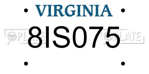 8IS075 Virginia License Plate