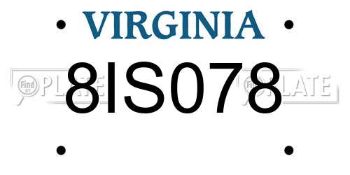 8IS078 Virginia License Plate