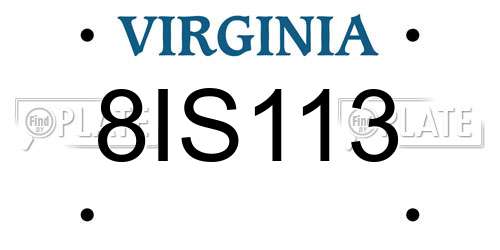 8IS113 Virginia License Plate