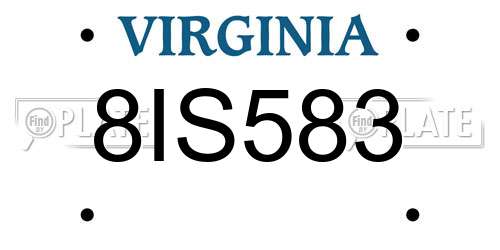 8IS583 Virginia License Plate