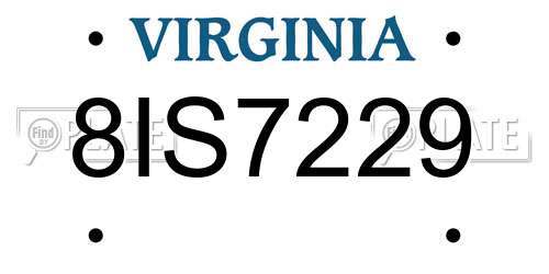 8IS7229 Virginia License Plate