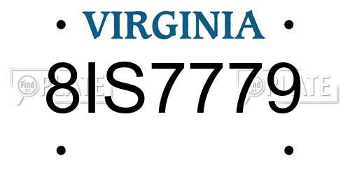 8IS7779 Virginia License Plate