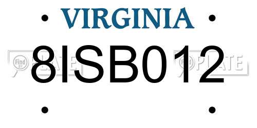 8ISB012 Virginia License Plate
