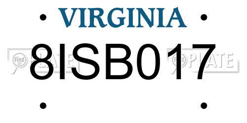 8ISB017 Virginia License Plate