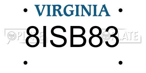 8ISB83 Virginia License Plate