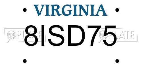 8ISD75 Virginia License Plate