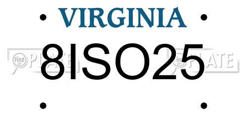 8ISO25 Virginia License Plate