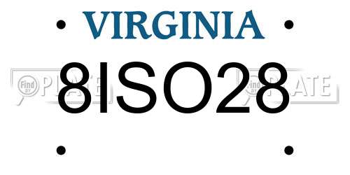 8ISO28 Virginia License Plate