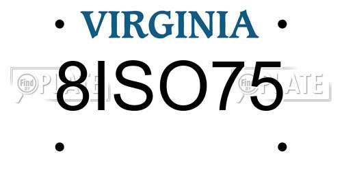 8ISO75 Virginia License Plate