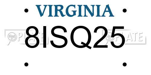 8ISQ25 Virginia License Plate