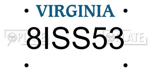 8ISS53 Virginia License Plate