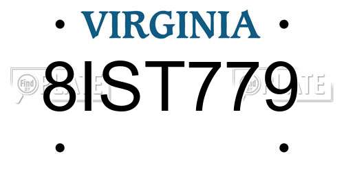 8IST779 Virginia License Plate