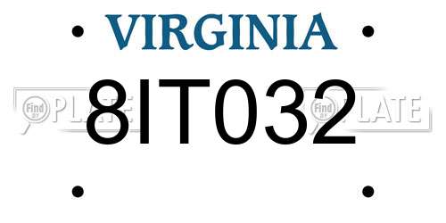 8IT032 Virginia License Plate