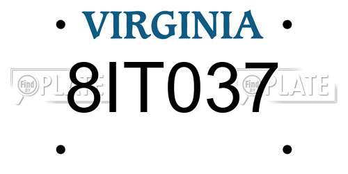 8IT037 Virginia License Plate