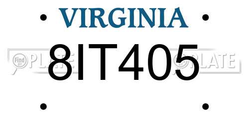 8IT405 Virginia License Plate