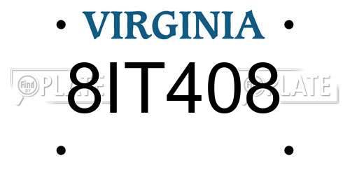 8IT408 Virginia License Plate