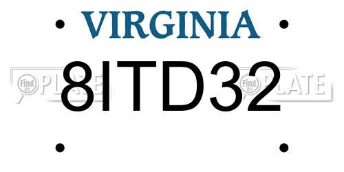 8ITD32 Virginia License Plate