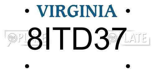 8ITD37 Virginia License Plate