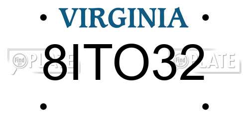 8ITO32 Virginia License Plate