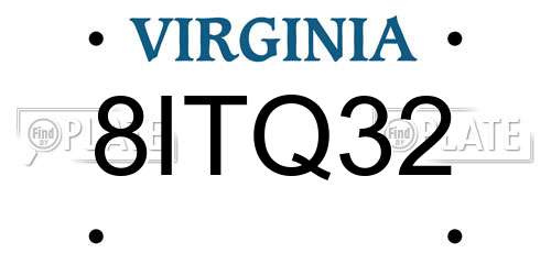 8ITQ32 Virginia License Plate