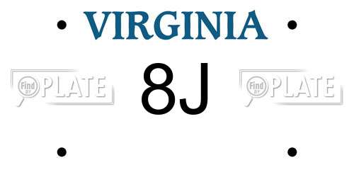 8J Virginia License Plate