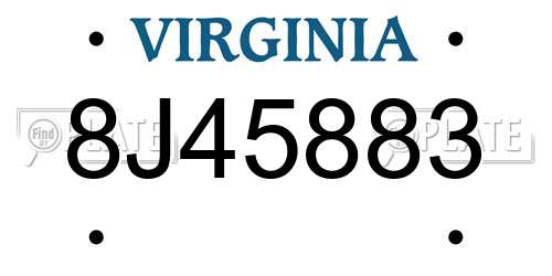 8J45883 Virginia License Plate