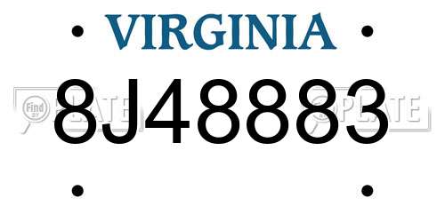 8J48883 Virginia License Plate