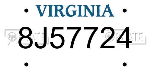 8J57724 Virginia License Plate