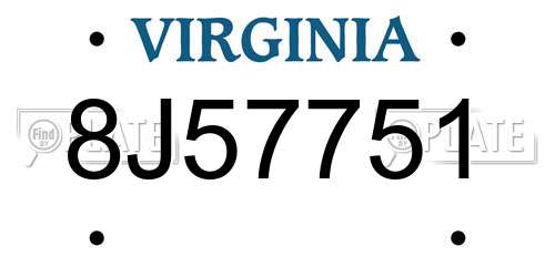 8J57751 Virginia License Plate