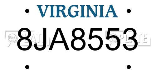 8JA8553 Virginia License Plate