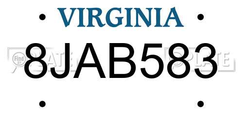 8JAB583 Virginia License Plate