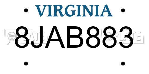 8JAB883 Virginia License Plate