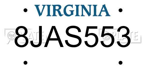 8JAS553 Virginia License Plate
