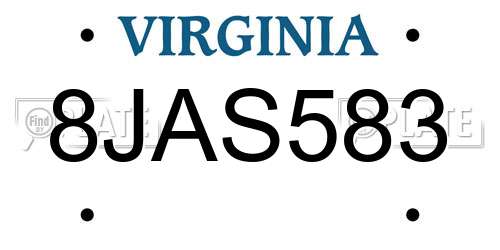 8JAS583 Virginia License Plate