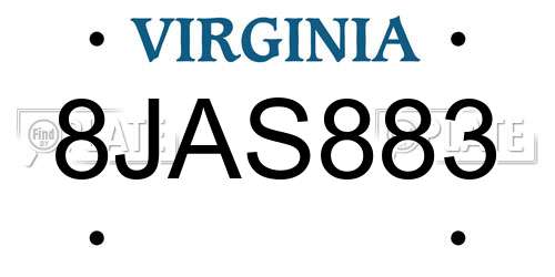 8JAS883 Virginia License Plate