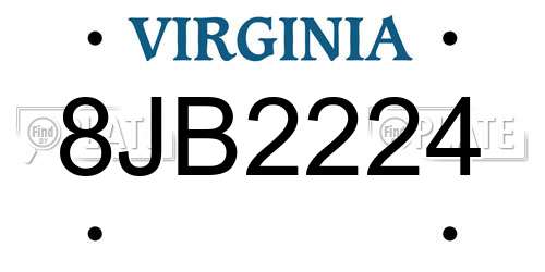 8JB2224 Virginia License Plate