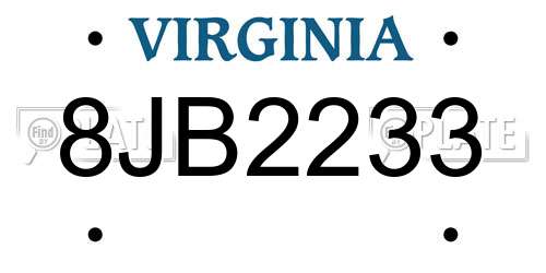 8JB2233 Virginia License Plate