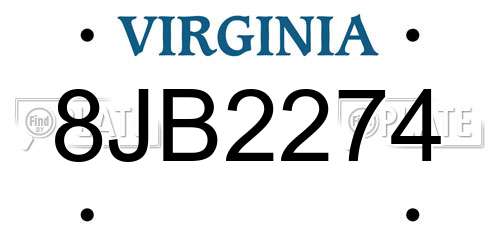 8JB2274 Virginia License Plate