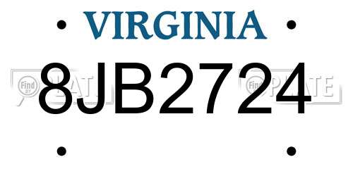 8JB2724 Virginia License Plate