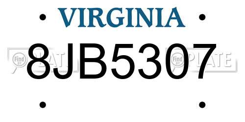 8JB5307 Virginia License Plate