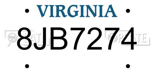 8JB7274 Virginia License Plate
