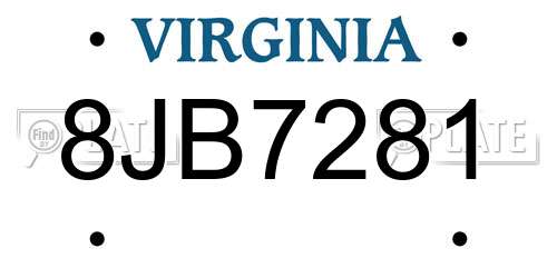 8JB7281 Virginia License Plate