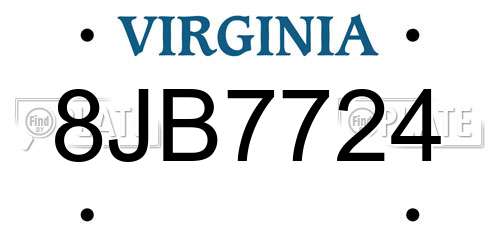 8JB7724 Virginia License Plate