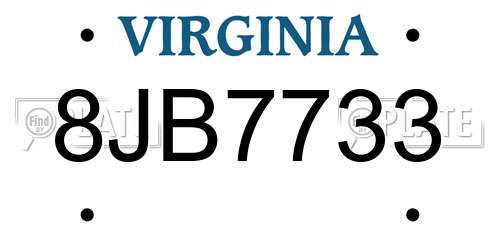8JB7733 Virginia License Plate