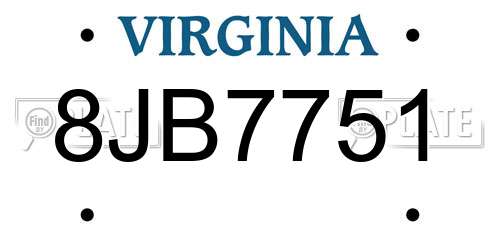 8JB7751 Virginia License Plate