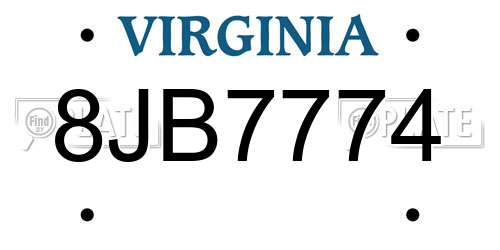 8JB7774 Virginia License Plate