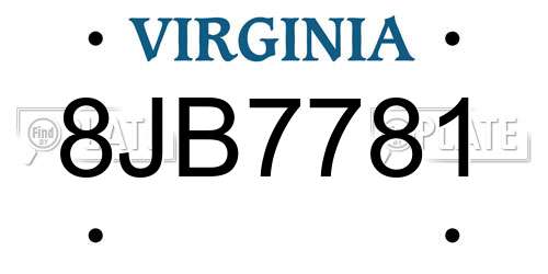 8JB7781 Virginia License Plate