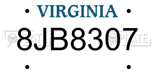 8JB8307 Virginia License Plate