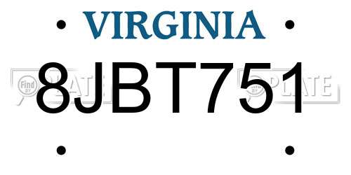 8JBT751 Virginia License Plate