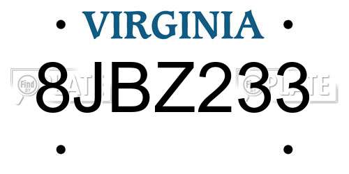 8JBZ233 Virginia License Plate